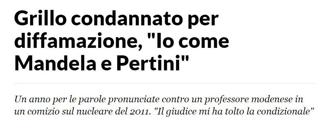 Beppe Grillo come Nelson Mandela («La Stampa», 14 settembre 2015)