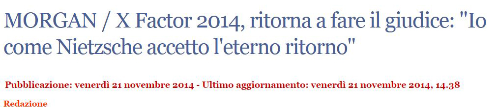 Morgan come Nietzsche («ilsussidiario.net», 21 novembre 2014)